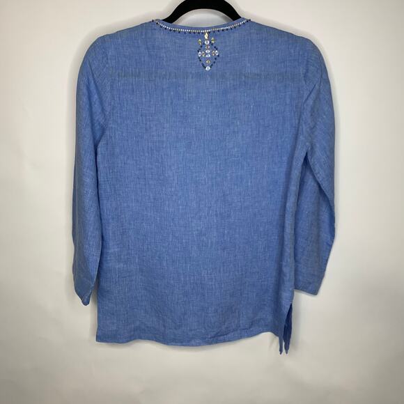 Lily Pulitzer Tunic Blue Linen Sz XS Embroidered - Picture 6 of 9